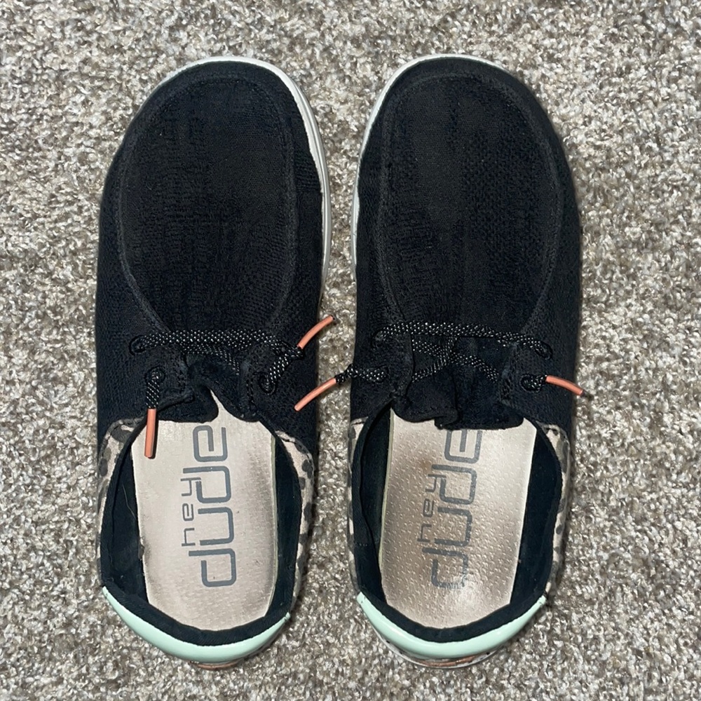 Hey Dudes shoes black cheetah, size 7